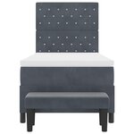 vidaXL Lit à ressorts avec matelas Gris foncé 100 x 200 cm Velours