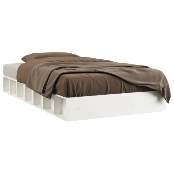 vidaXL Cadre de lit Blanc 140x190 cm Bois massif