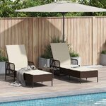 vidaXL Chaise longue 2-personne 2 Pièces Marron 35 x 35 x 32cm polyrotin