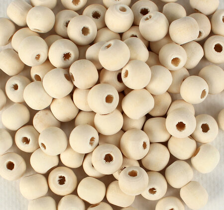 Perles en bois brut rondes 1 cm 100 pièces