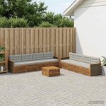 vidaXL Ensemble de canapés d'extérieur 9 Pièces Naturel et gris clair