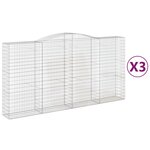 vidaXL Paniers à gabions arqués 3 Pièces 400x50x200/220 cm Fer galvanisé