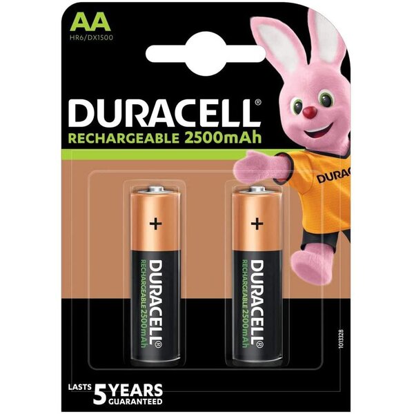 blister de 2 piles rechargeables StayCharged AA 2500 mAh DURACELL