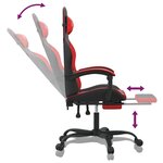 vidaXL Chaise de jeu avec repose-pied Noir et rouge Similicuir