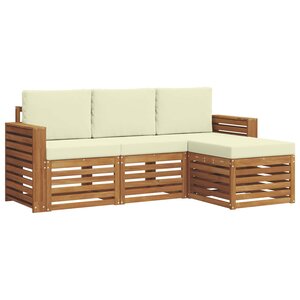 vidaXL Ensemble de canapés d'extérieur 4 pc Naturel et Crème