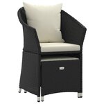vidaXL Salon de jardin 2 Pièces avec coussins Noir Résine tressée