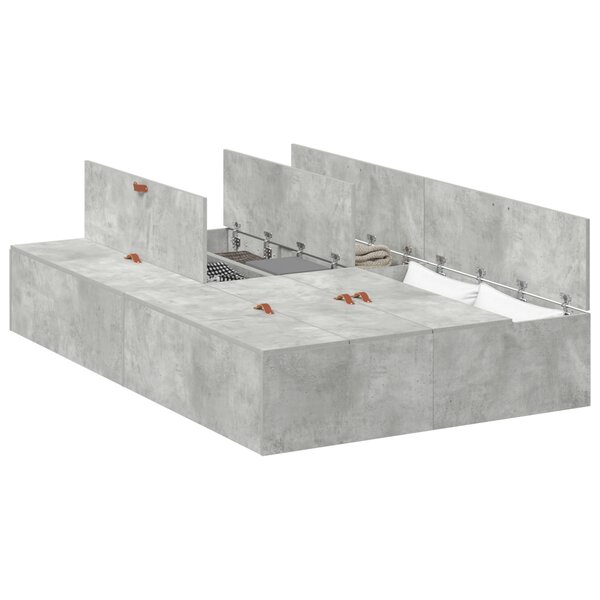 vidaXL Cadre de lit de rangement Gris béton 120x200 cm