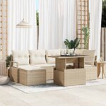 vidaXL Ensemble de canapé de jardin 7 Pièces Beige Poly rotin