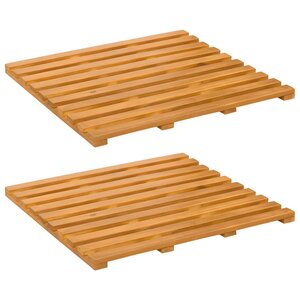 vidaXL Tapis de bain Uni Marron 100 x 53 cm bois