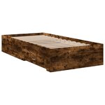 vidaXL Cadre de lit et tiroirs chêne fumé 75x190 cm bois d'ingénierie