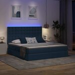 vidaXL Lit de rangement LED avec matelas Bleu 200 x 200 cm Tissu