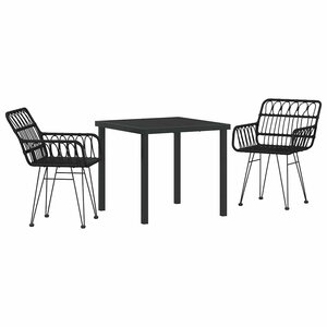 vidaXL Ensemble de salle à manger pour jardin 3 Pièces Noir