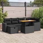 vidaXL Salon de jardin avec coussins 8 Pièces noir résine tressée acacia