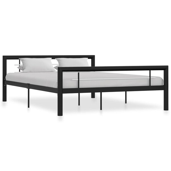 vidaXL Cadre de lit sans matelas noir et blanc métal 140x200 cm
