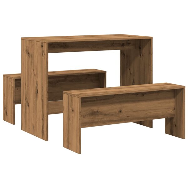 vidaXL Ensemble table à manger et bancs 3 Pièces bois d'ingénierie
