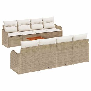 vidaXL Ensemble de canapé de jardin 9 Pièces Beige et blanc