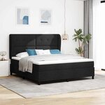 vidaXL Lit à ressorts avec matelas Noir 180 x 200 cm tissu