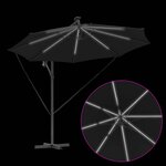 vidaXL Parasol banane à mât déporté Noir 294 x 294 x 248 cm