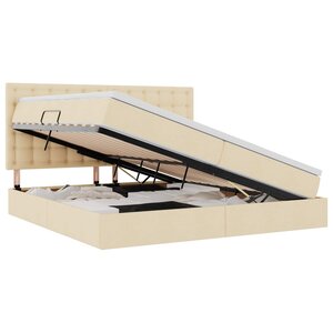 vidaXL Lit avec rangement et matelas Crème 200 x 200 cm Polyester