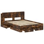 vidaXL Cadre de lit avec rangement Chêne fumé 150 x 200 cm