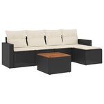 vidaXL Salon de jardin 6 Pièces avec coussins noir résine tressée