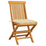 vidaXL Chaises de jardin lot de 2 et coussins blanc crème Teck massif