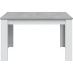 Table à manger extensible - KENDRA - Rectangulaire - Blanc artik et ciment - 140/190 x 90 x 78 cm