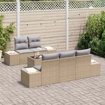 vidaXL Ensemble de canapé de jardin avec coussin 6 Pièces Beige polyrotin