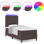 vidaXL Lit à sommier avec matelas & LED marron foncé 80x200 cm tissu
