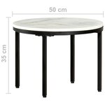 vidaXL Table basse Blanc et noir Ø50 cm Marbre solide véritable
