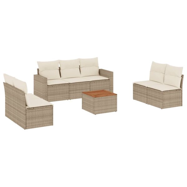 vidaXL Salon de jardin avec coussins 8 Pièces beige résine tressée