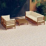 vidaXL Salon de jardin 6 Pièces avec coussins crème bois de pin