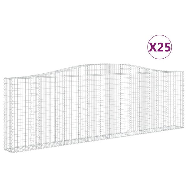 vidaXL Paniers à gabions arqués 25 Pièces 400x30x120/140 cm Fer galvanisé