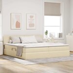 vidaXL Lit avec rangement et matelas avec matelas Crème 200 x 200 cm