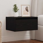 vidaXL Table de chevet murale avec lumières LED chêne noir