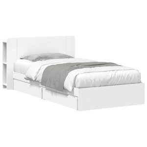 vidaXL Cadre de lit avec rangement Blanc 75 x 190 cm Bois d'ingénierie