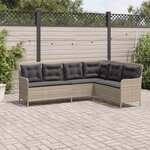 vidaXL Canapé de jardin avec coussins forme de L gris clair poly rotin
