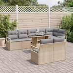 vidaXL Ensemble de canapé de jardin 9 Pièces Beige Poly rotin