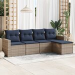 vidaXL Salon de jardin 5 Pièces avec coussins gris résine tressée