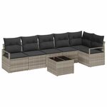 vidaXL Ensemble de canapé de jardin 7 Pièces Gris clair Poly rotin
