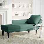 vidaXL Fauteuil long et coussin et accoudoir droit vert foncé velours