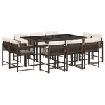 vidaXL Ensemble à manger de jardin et coussins 11 Pièces marron rotin