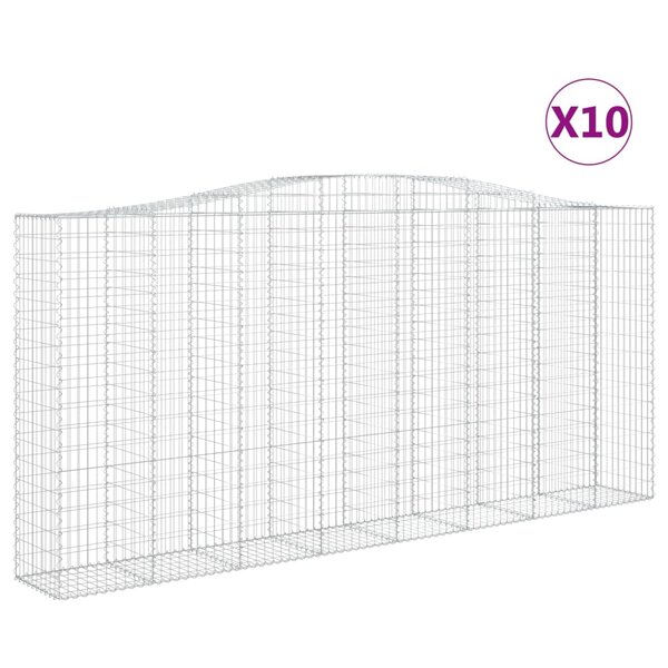 vidaXL Paniers à gabions arqués 10 Pièces 400x50x180/200 cm Fer galvanisé