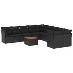 vidaXL Salon de jardin 11 Pièces avec coussins noir résine tressée