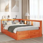 vidaXL Lit bibliothèque sans matelas cire marron 120x190cm pin massif