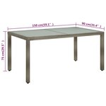 vidaXL Table de jardin 150x90x75 cm Verre trempé et poly rotin Gris