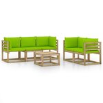 vidaXL Salon de jardin 6 Pièces avec coussins vert brillant