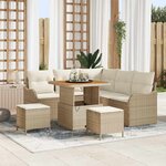 vidaXL Ensemble de canapé de jardin 8 Pièces Beige polyrotin