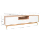 Console TV blanche avec pieds et cadre en bois