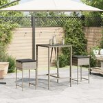 vidaXL Tabourets de bar jardin avec coussins lot de 2 gris clair rotin